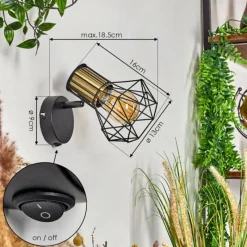 Lampes Vintages & Rétros-hofstein Applique murale Bardhaman Laiton, Noir, 1 lumière