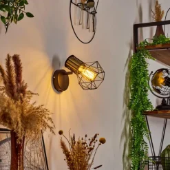 Lampes Vintages & Rétros-hofstein Applique murale Bardhaman Laiton, Noir, 1 lumière