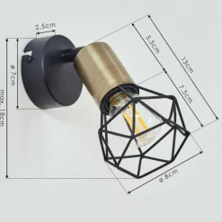 hofstein Applique murale Baripada Laiton, Noir, 1 lumière