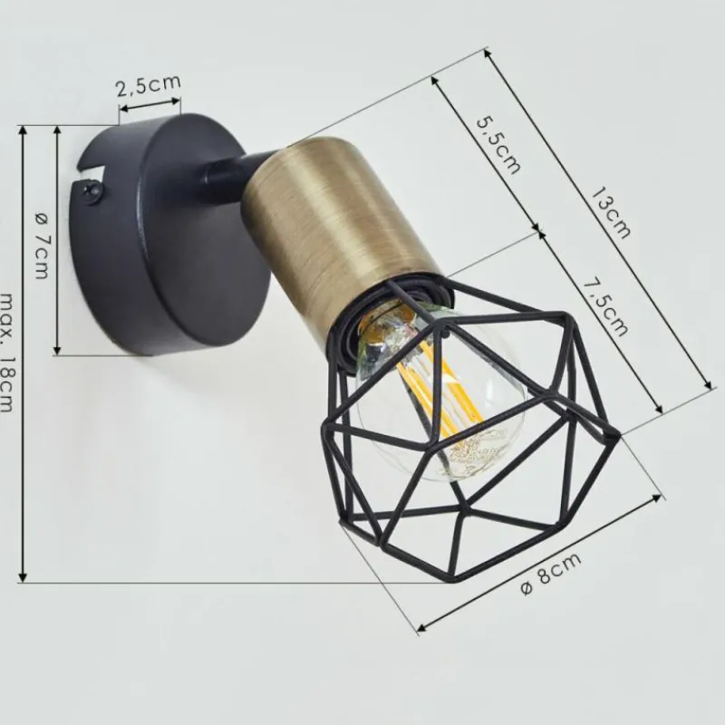 hofstein Applique murale Baripada Laiton, Noir, 1 lumière