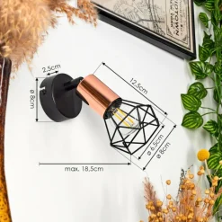 Lampes Vintages & Rétros-hofstein Applique murale Baripada Cuivre, Noir, 1 lumière