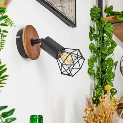 hofstein Applique murale Baripada Bois foncé, Noir, 1 lumière