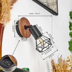 hofstein Applique murale Baripada Bois foncé, Noir, 1 lumière