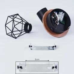 hofstein Applique murale Baripada Bois foncé, Noir, 1 lumière