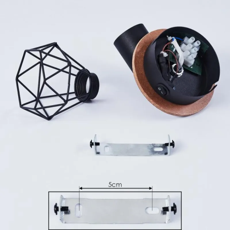 hofstein Applique murale Baripada Bois foncé, Noir, 1 lumière