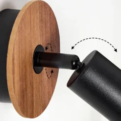 hofstein Applique murale Baripada Bois foncé, Noir, 1 lumière