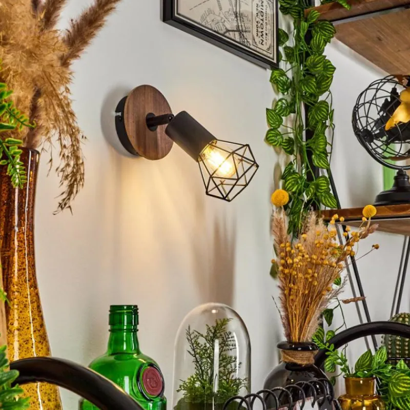 hofstein Applique murale Baripada Bois foncé, Noir, 1 lumière