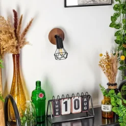 hofstein Applique murale Baripada Bois foncé, Noir, 1 lumière