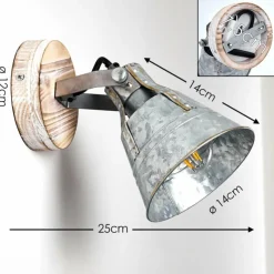 Lampes Industrielles-hofstein Applique murale Berkeley Bois clair, Zingué, 1 lumière