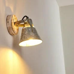 Lampes Industrielles-hofstein Applique murale Berkeley Bois clair, Zingué, 1 lumière