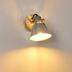 Lampes Industrielles-hofstein Applique murale Berkeley Bois clair, Zingué, 1 lumière