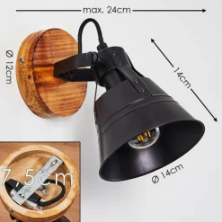 Lampes Industrielles-hofstein Applique murale Berkeley Bois foncé, Noir, 1 lumière