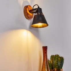 Lampes Industrielles-hofstein Applique murale Berkeley Bois foncé, Noir, 1 lumière