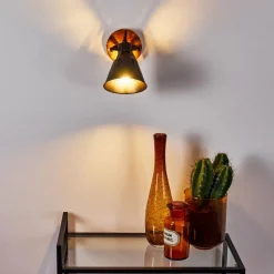 Lampes Industrielles-hofstein Applique murale Berkeley Bois foncé, Noir, 1 lumière