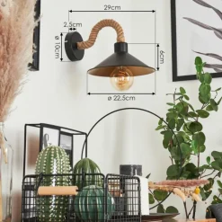 Lampes Dorées-hofstein Applique murale Bolombolo Écru, Noir, 1 lumière