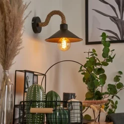 Lampes Dorées-hofstein Applique murale Bolombolo Écru, Noir, 1 lumière