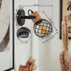 Lampes Vintages & Rétros-hofstein Applique murale Bridgeport Noir, 1 lumière