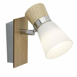 Lampes En Bois-Luminaires Brilliant Applique murale Brilliant Nacolla Chrome, Bois clair, 1 lumière