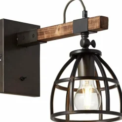 Luminaires Rustiques-Luminaires Brilliant Applique murale Brilliant Matrix Bois foncé, Noir, 1 lumière