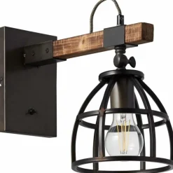 Luminaires Rustiques-Luminaires Brilliant Applique murale Brilliant Matrix Bois foncé, Noir, 1 lumière