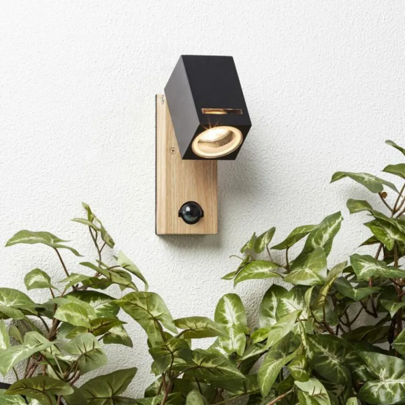 Lampes En Bois-Luminaires Brilliant Applique murale Brilliant Galeni Bois clair, 1 lumière, Détecteur de mouvement