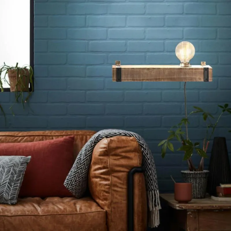 Luminaires Scandinaves-Luminaires Brilliant Applique murale Brilliant Woodhill Bois foncé, Noir, 1 lumière