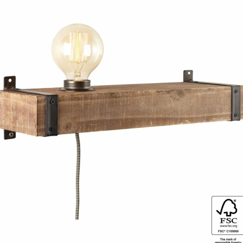 Luminaires Scandinaves-Luminaires Brilliant Applique murale Brilliant Woodhill Bois foncé, Noir, 1 lumière