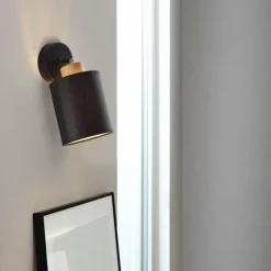 Lampes En Tissu-Luminaires Brilliant Applique murale Brilliant Vonnie Bois clair, Noir, 1 lumière