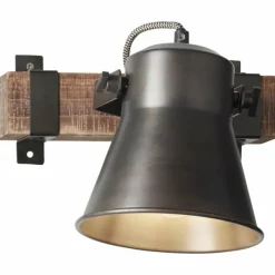 Lampes Industrielles-Luminaires Brilliant Applique murale Brilliant-Leuchten Decca Bois foncé, Noir, 1 lumière