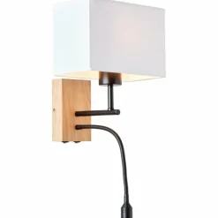 Lampes En Tissu-Luminaires Brilliant Applique murale Brilliant-Leuchten Rayan LED Bois clair, Noir, 1 lumière