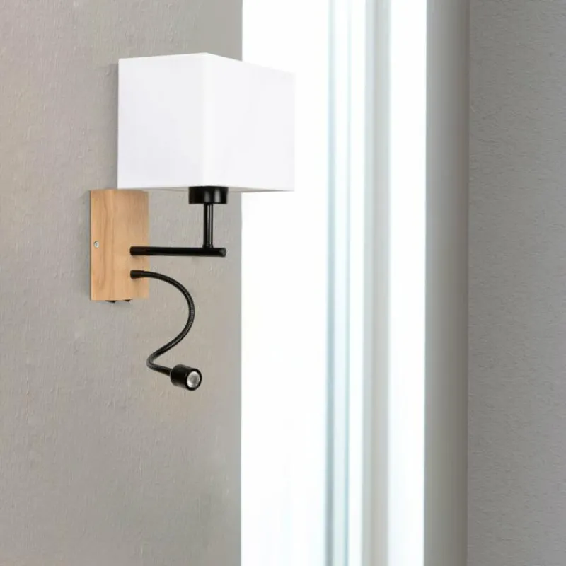 Lampes En Tissu-Luminaires Brilliant Applique murale Brilliant-Leuchten Rayan LED Bois clair, Noir, 1 lumière