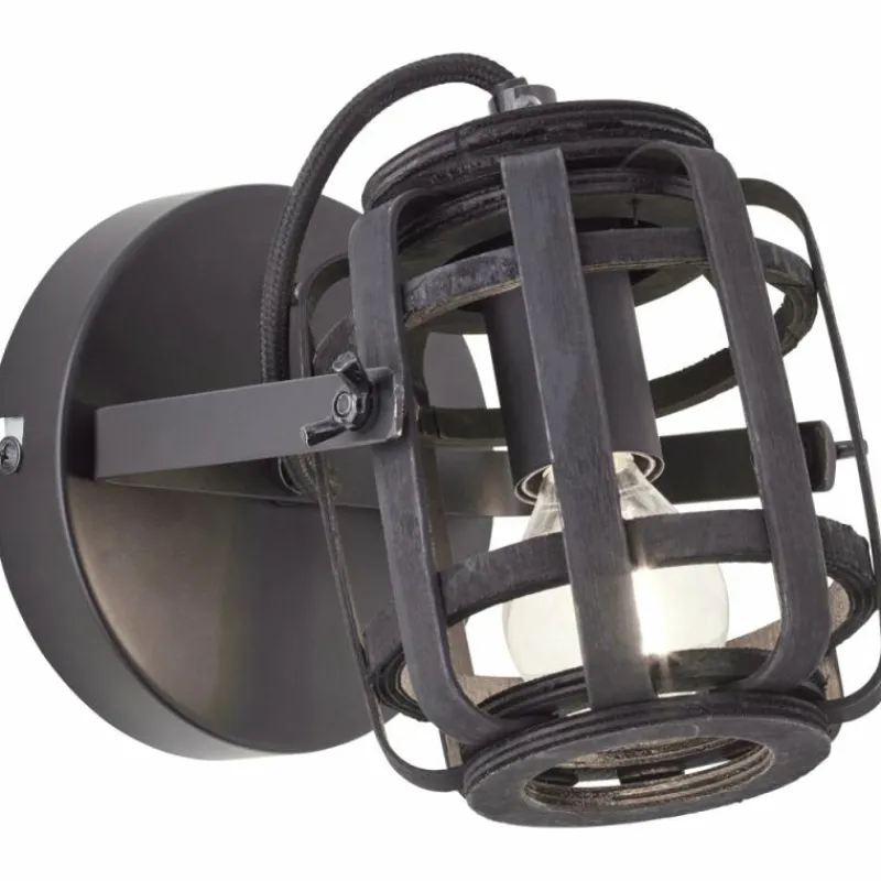 Style Boho-Chic-Luminaires Brilliant Applique murale Brilliant Woodrow Noir, 1 lumière