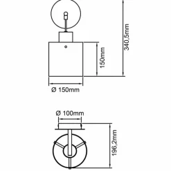 Suspension Verre Fumé-Luminaires Brilliant Applique murale Brilliant Simonis Noir, 1 lumière