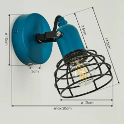 Lampes Vintages & Rétros-hofstein Applique murale Builako Bleu, Noir, 1 lumière