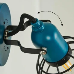 Lampes Vintages & Rétros-hofstein Applique murale Builako Bleu, Noir, 1 lumière