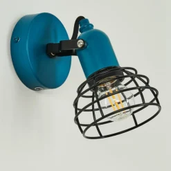 Lampes Vintages & Rétros-hofstein Applique murale Builako Bleu, Noir, 1 lumière