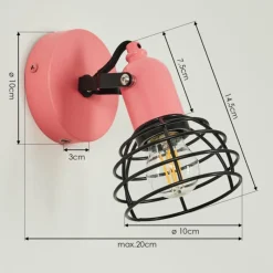 Lampes Vintages & Rétros-hofstein Applique murale Builako Rose, Noir, 1 lumière