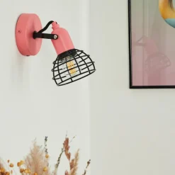 Lampes Vintages & Rétros-hofstein Applique murale Builako Rose, Noir, 1 lumière