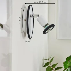 hofstein Applique murale Cabri LED Chrome, Noir, Blanc, 1 lumière