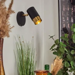 Lampes Vintages & Rétros-hofstein Applique murale Campanas Laiton, Noir, 1 lumière