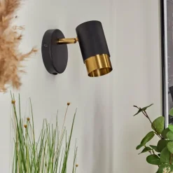 Lampes Vintages & Rétros-hofstein Applique murale Campanas Laiton, Noir, 1 lumière