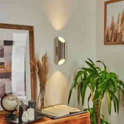 hofstein Applique murale Cann LED Nickel mat, 2 lumières