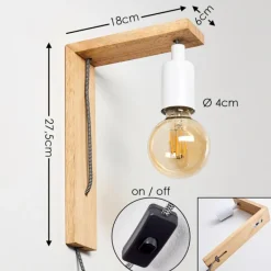 hofstein Applique murale Canoe Bois clair, 1 lumière