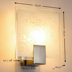 hofstein Applique murale carrée Acier inoxydable, Blanc, 1 lumière