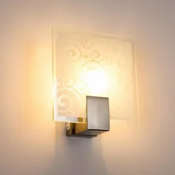 hofstein Applique murale carrée Acier inoxydable, Blanc, 1 lumière