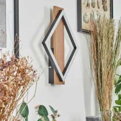 hofstein Applique murale Cascade LED Brun, Couleur bois, Noir, 1 lumière