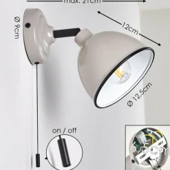 Lampes Vintages & Rétros-hofstein Applique murale Catharine Gris, 1 lumière