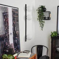 hofstein Applique murale Chamouscady Noir, 3 lumières