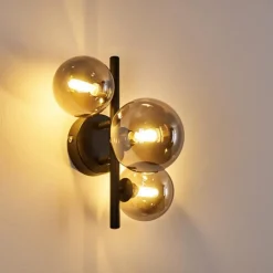 Suspension Verre Fumé-hofstein Applique murale Chariton LED Noir, 3 lumières