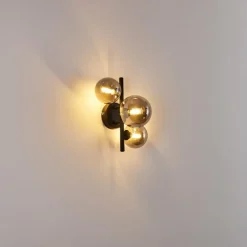 Suspension Verre Fumé-hofstein Applique murale Chariton LED Noir, 3 lumières